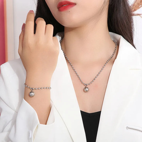 Wholesale Jewelry Streetwear Solid Color Stainless Steel 18K Gold Plated Plating Bracelets Necklace