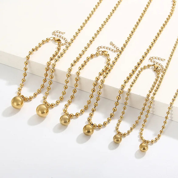 Wholesale Jewelry Streetwear Solid Color Stainless Steel 18K Gold Plated Plating Bracelets Necklace