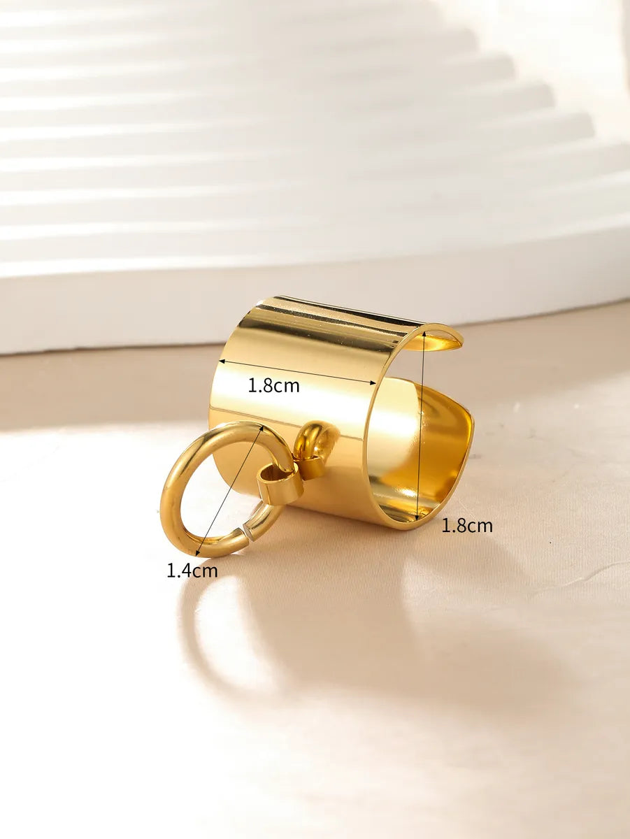 Streetwear Solid Color Stainless Steel Plating 18k Gold Plated Open Rings