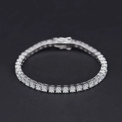 Streetwear Solid Color Sterling Silver Plating Inlay Artificial Diamond Silver Plated Bracelets