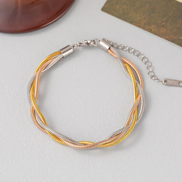 Wholesale Jewelry Streetwear Solid Color 304 Stainless Steel 18K Gold Plated Rose Gold Plated Plating Bracelets Necklace