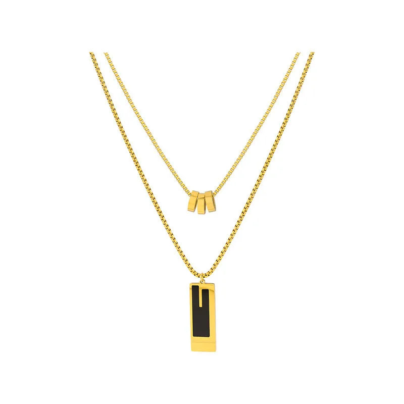 Streetwear Solid Color Titanium Steel Plating Double Layer Necklaces