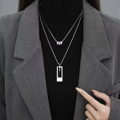 Streetwear Solid Color Titanium Steel Plating Double Layer Necklaces