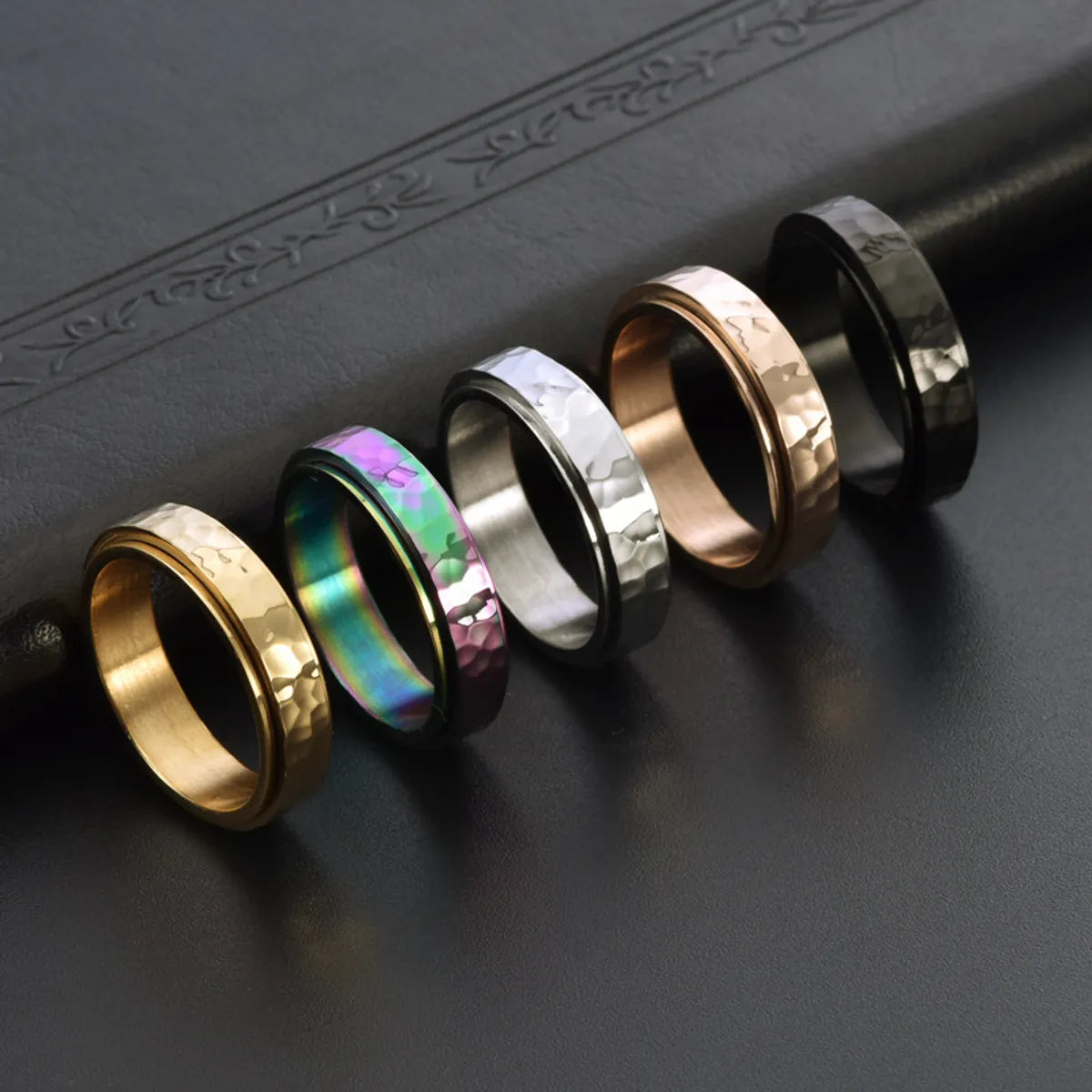 Streetwear Solid Color Titanium Steel Plating Rings