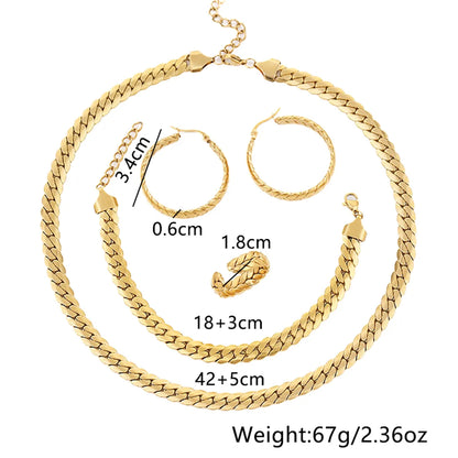 Streetwear Solid Color Titanium Steel Rings Earrings Necklace