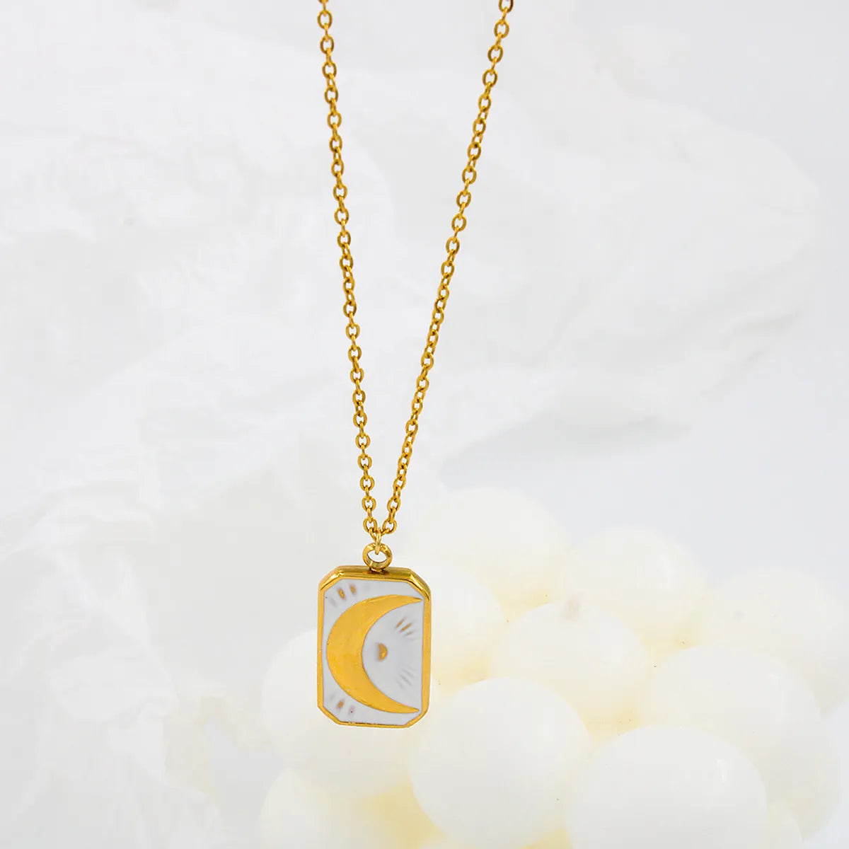 Streetwear Square Stainless Steel Plating 18k Gold Plated Pendant Necklace