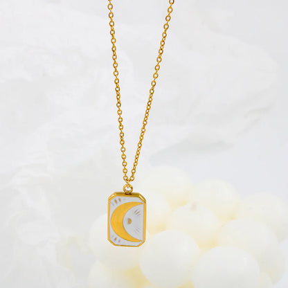 Streetwear Square Stainless Steel Plating 18k Gold Plated Pendant Necklace