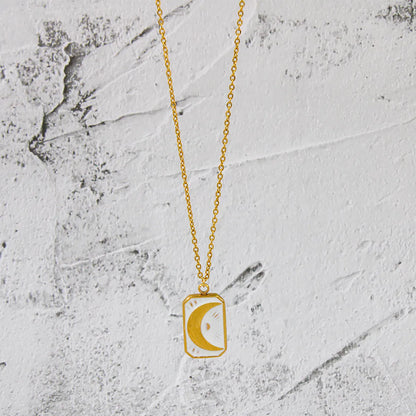 Streetwear Square Stainless Steel Plating 18k Gold Plated Pendant Necklace