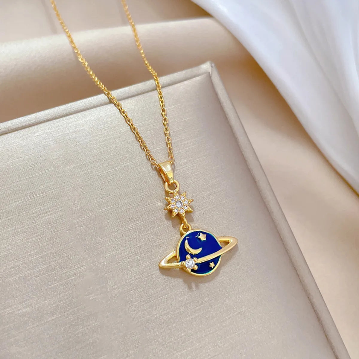 Streetwear Star Starry Sky Stainless Steel Copper Inlay Zircon Pendant Necklace