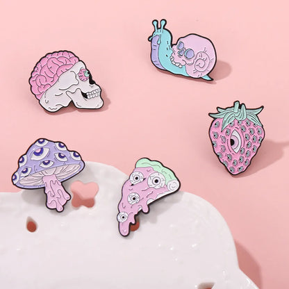 Streetwear Strawberry Mushroom Alloy Plating Unisex Brooches