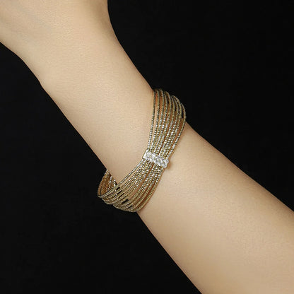 Streetwear Stripe Copper Plating Inlay Zircon Cuff Bracelets