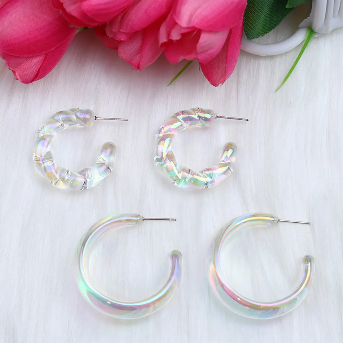 Streetwear Transparent Arylic Plating Women'S Ear Studs