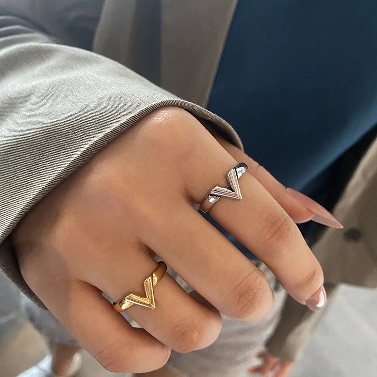 Streetwear V Shape Copper Open Rings