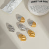 Striped Geometric Stainless Steel Earrings For Women Pvd Furnace Vacuum Real Gold Plated Retro High End And Fashionable