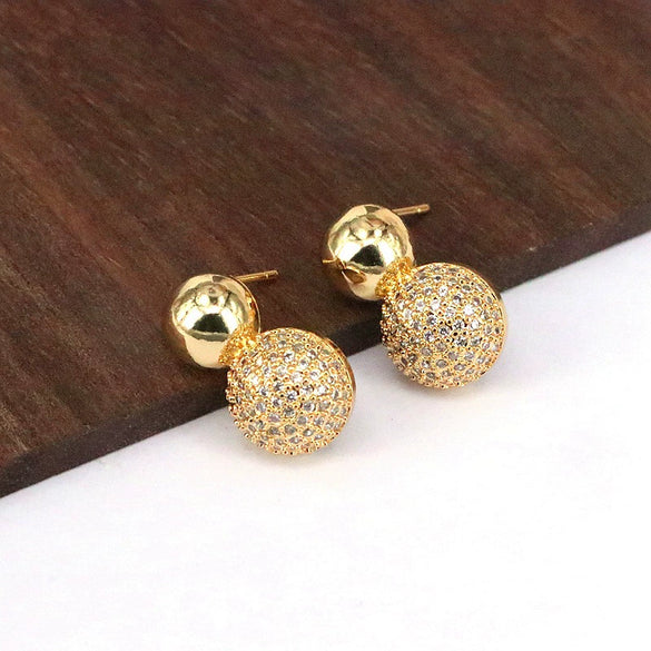 Stud Earrings Copper Geometric Inlaid Zircon For Women