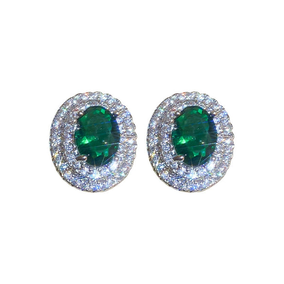 Stud Earrings Copper Inlaid Zircon Geometric Style For Women