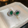Stud Earrings Copper Inlaid Zircon Geometric Style For Women