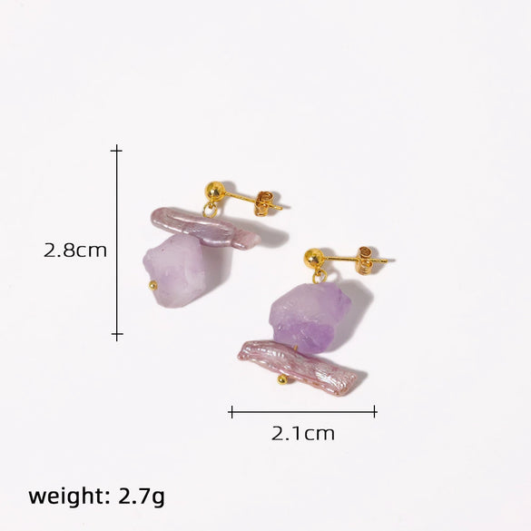 Stud Earrings Crystal Geometric Handmade Simple Natural For Women