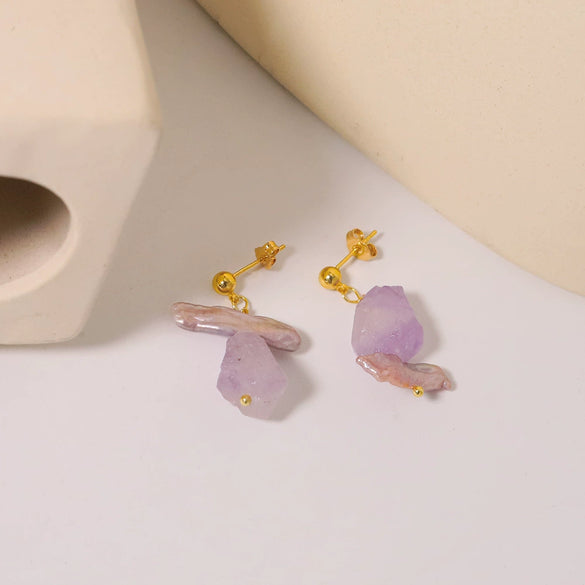 Stud Earrings Crystal Geometric Handmade Simple Natural For Women