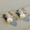 Stud Earrings Crystal Zircon Plastic Pearl Geometric Retro Handmade Women's