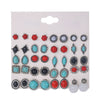 Stud Earrings Imitation Pine Stone Geometric Hollow Flower Electroplated Stainless Steel