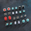 Stud Earrings Imitation Pine Stone Geometric Hollow Flower Electroplated Stainless Steel