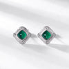 Stud Earrings S925 Silver Inlaid Colorful Treasure Retro Geometric Craft Cultivation