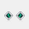 Stud Earrings S925 Silver Inlaid Colorful Treasure Retro Geometric Craft Cultivation