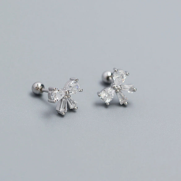 Stud Earrings 925 Silver Bow Ins Style Electroplated For Women