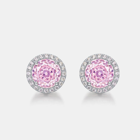 Stud Earrings 925 Silver Geometric Light Luxury Color Zirconium