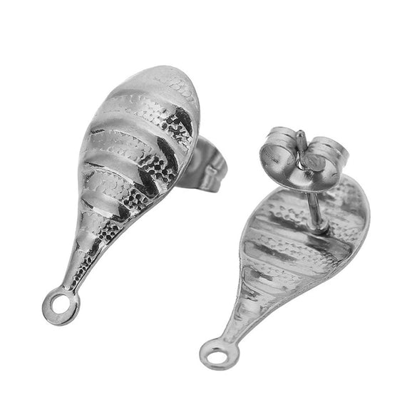Stud Earrings Stainless Steel Cocoon Shape Vintage Smooth 18K Vacuum Plating