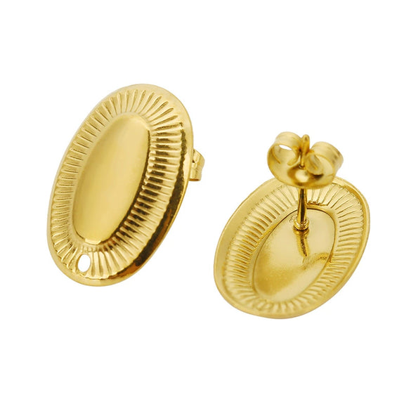 Stud Earrings Stainless Steel Cocoon Shape Vintage Smooth 18K Vacuum Plating