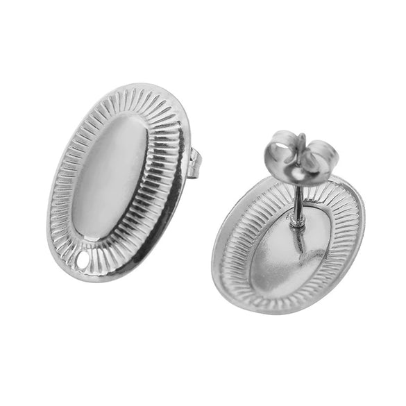 Stud Earrings Stainless Steel Cocoon Shape Vintage Smooth 18K Vacuum Plating