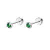 Stud Earrings Stainless Steel Star Shape Emerald Zircon For Women