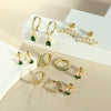 Stud Earrings Stainless Steel Star Shape Emerald Zircon For Women