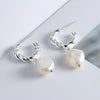 Stud Earrings 925 Sterling Silver Baroque Freshwater Pearl Geometric Electroplated