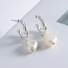 Stud Earrings 925 Sterling Silver Baroque Freshwater Pearl Geometric Electroplated