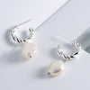 Stud Earrings 925 Sterling Silver Baroque Freshwater Pearl Geometric Electroplated