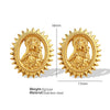 Stud Earrings 316L Stainless Steel Gold Plated Niche Retro Exaggerated Geometric Style Women's
