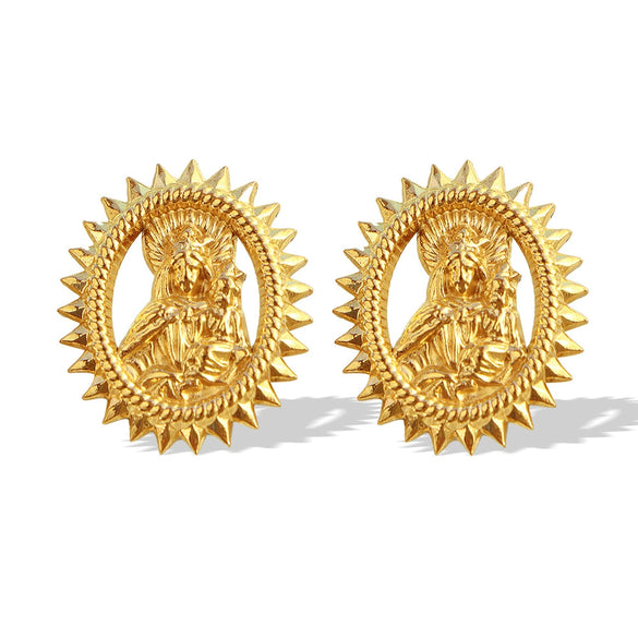 Stud Earrings 316L Stainless Steel Gold Plated Niche Retro Exaggerated Geometric Style Women's