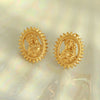 Stud Earrings 316L Stainless Steel Gold Plated Niche Retro Exaggerated Geometric Style Women's