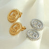Stud Earrings 316L Stainless Steel Gold Plated Niche Retro Exaggerated Geometric Style Women's