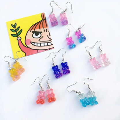 Student Earrings Colorful Bear Multicolor Niche Earrings Cute Girl Earrings  New Trend