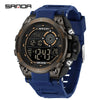 Student Multifunction Chronograph Sports Watch Abs Case Tpu Strap Acrylic Mirror Round Dial Digital Display Waterproof