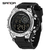 Student Multifunction Chronograph Sports Watch Abs Case Tpu Strap Acrylic Mirror Round Dial Digital Display Waterproof