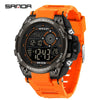 Student Multifunction Chronograph Sports Watch Abs Case Tpu Strap Acrylic Mirror Round Dial Digital Display Waterproof