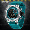 Student Multifunction Chronograph Sports Watch Abs Case Tpu Strap Acrylic Mirror Round Dial Digital Display Waterproof