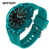 Student Multifunction Electronic Watch Tpu Strap Abs Case Acrylic Mirror Round Dial Sports Style Luminous Waterproof