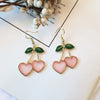 Style Fresh Cherry Love Earrings Sweet Girl's Heart Drop Oil Cherry Long Earrings Simple Decoration