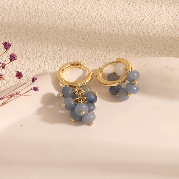 Style Turquoise Irregular Baroque Pearl Pendant Earrings With Natural Stone Element And Copper Setting